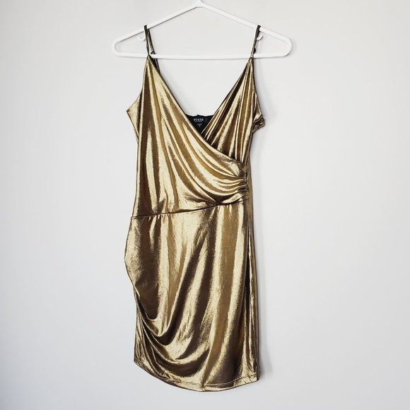 Guess Dress USA Faux Wrap Mini Party gold S - Picture 4 of 11